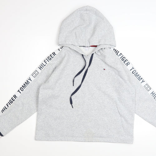 Tommy Hilfiger Women Grey Hooded Pullover Sweatshirt M