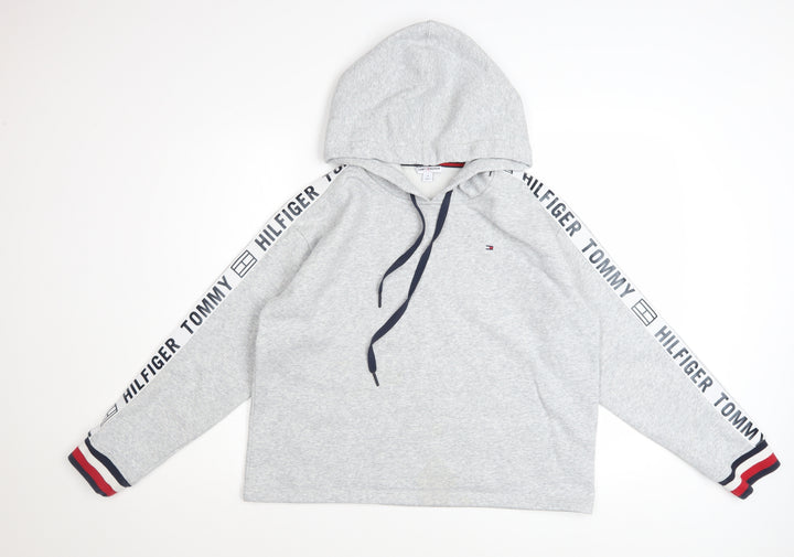 Tommy Hilfiger Women Grey Hooded Pullover Sweatshirt M