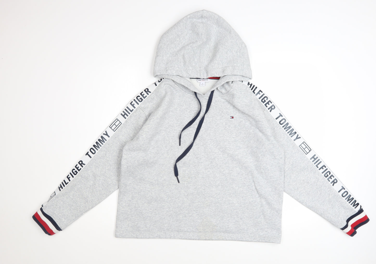 Tommy Hilfiger Women Grey Hooded Pullover Sweatshirt M
