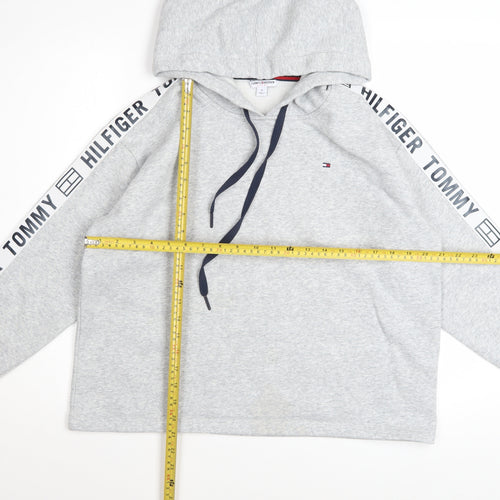 Tommy Hilfiger Women Grey Hooded Pullover Sweatshirt M
