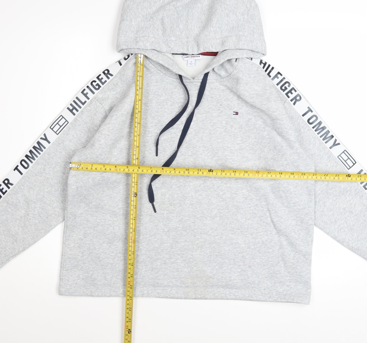 Tommy Hilfiger Women Grey Hooded Pullover Sweatshirt M