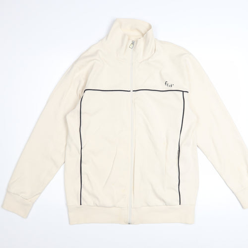 French Connection Men's Beige Full Zip Cotton Sweatshirt L
