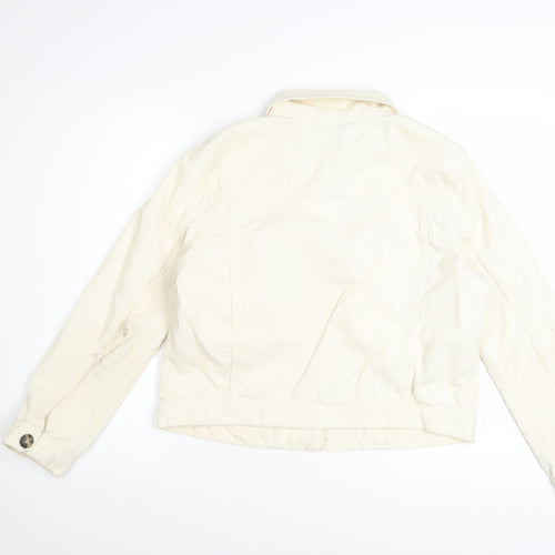 H&M Women Ivory Corduroy Basic Button Jacket Size M
