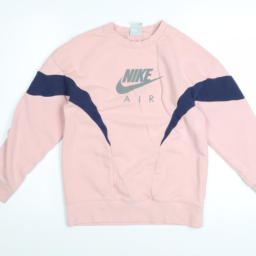 Nike Girls Pink & Navy Crew Neck Pullover Sweatshirt M 137-146cm
