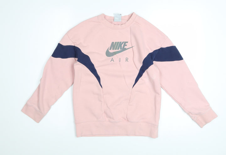 Nike Girls Pink & Navy Crew Neck Pullover Sweatshirt M 137-146cm