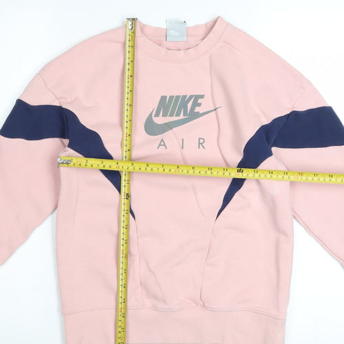 Nike Girls Pink & Navy Crew Neck Pullover Sweatshirt M 137-146cm