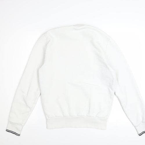 Fred Perry Men's White Small Crew Neck Pullover Sweatshirt