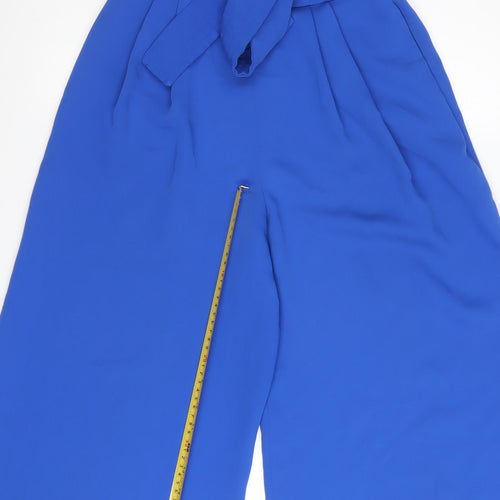 Coast Women's Blue Belted Wide-Leg Culotte Trousers UK 6