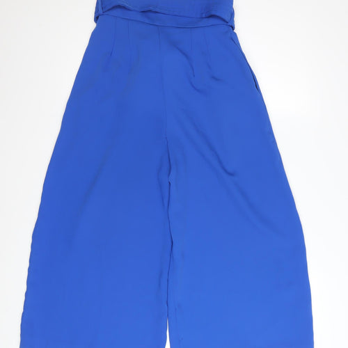 Coast Women's Blue Belted Wide-Leg Culotte Trousers UK 6