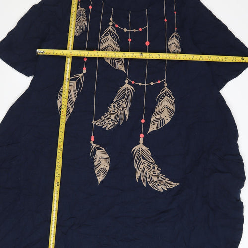 Apricot Women's Blue Feather Print Shift Dress Size M