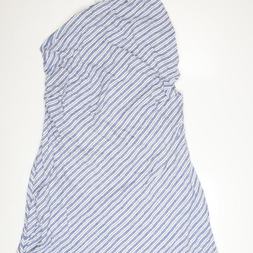 Marks and Spencer Women Blue Striped One Shoulder Ruffle Dress Size 20