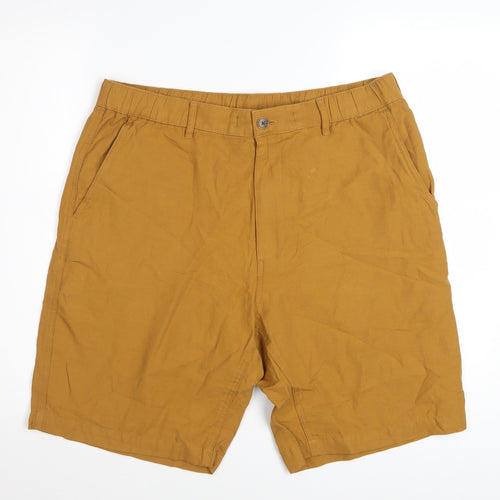 Uniqlo Men's Brown Linen Blend Chino Shorts L Regular Fit