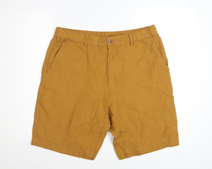 Uniqlo Men's Brown Linen Blend Chino Shorts L Regular Fit
