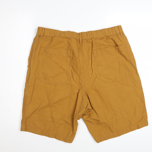 Uniqlo Men's Brown Linen Blend Chino Shorts L Regular Fit