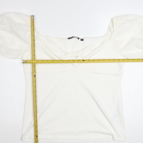 Dorothy Perkins Women's Ivory Puff Sleeve Bow Blouse Size 20