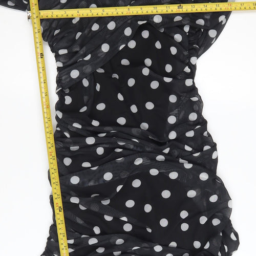 Marks and Spencer Women Black Polka Dot One Shoulder Bodycon Dress Size 12