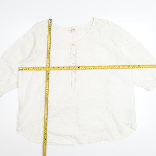 Fat Face Women’s White Cotton 3/4 Sleeve Tunic Blouse UK 18