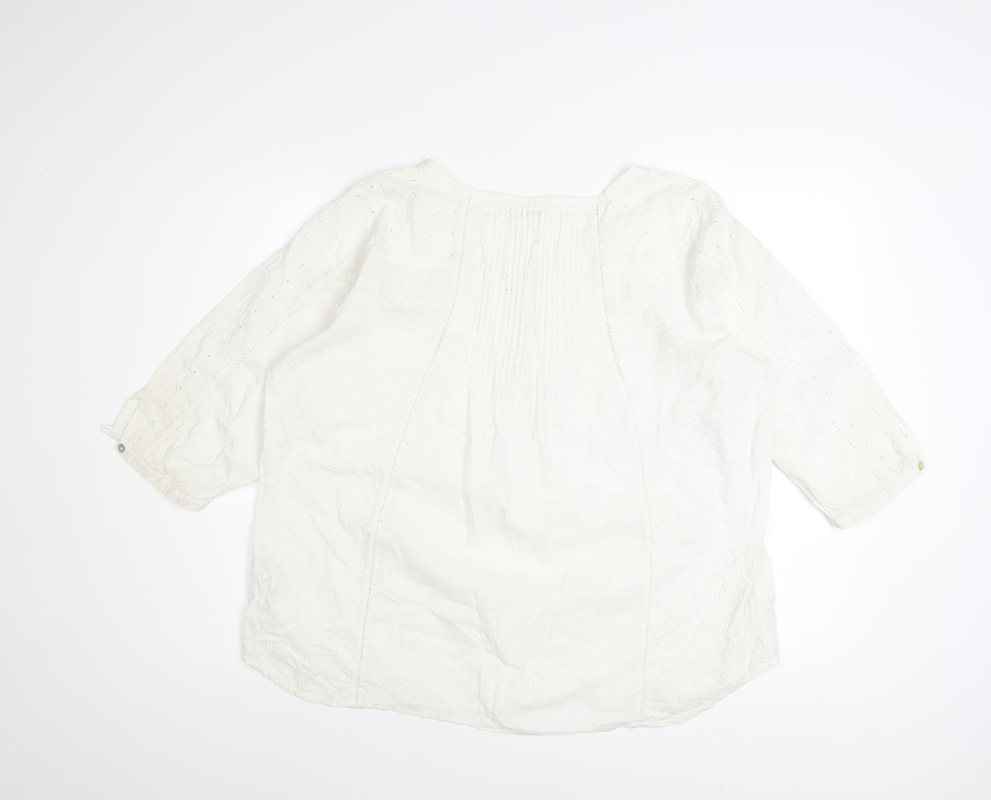 Fat Face Women’s White Cotton 3/4 Sleeve Tunic Blouse UK 18