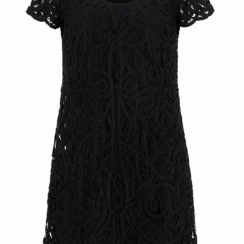 Phase Eight Women Black Lace Shift Dress Size 12 Short Sleeve Formal