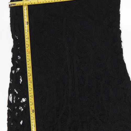 Phase Eight Women Black Lace Shift Dress Size 12 Short Sleeve Formal