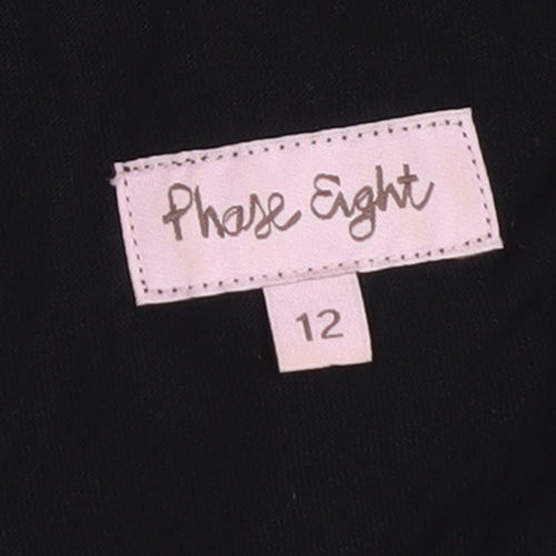 Phase Eight Women Black Lace Shift Dress Size 12 Short Sleeve Formal