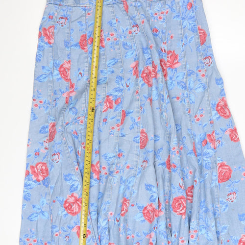 Marks and Spencer Womens Blue Floral A-Line Knee Length Skirt UK 14