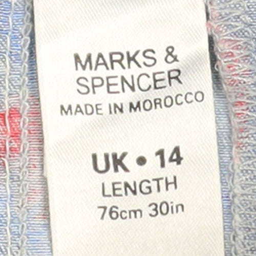 Marks and Spencer Womens Blue Floral A-Line Knee Length Skirt UK 14
