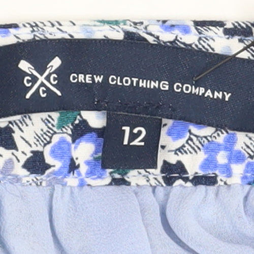 Crew Clothing Women Blue Floral Cotton Midi A-Line Skirt Size 12