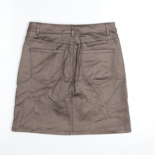 Next Women Brown Short Pencil Skirt Size 10 Viscose Stretch