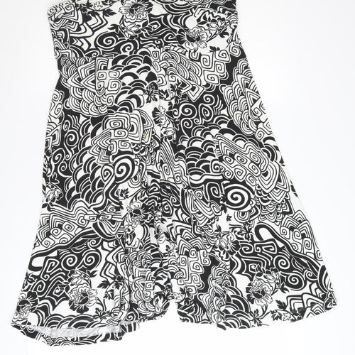 Olsen Women’s Black White Geometric A-Line Viscose Skirt Size 18