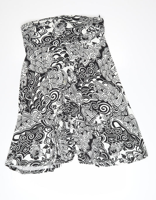 Olsen Women’s Black White Geometric A-Line Viscose Skirt Size 18