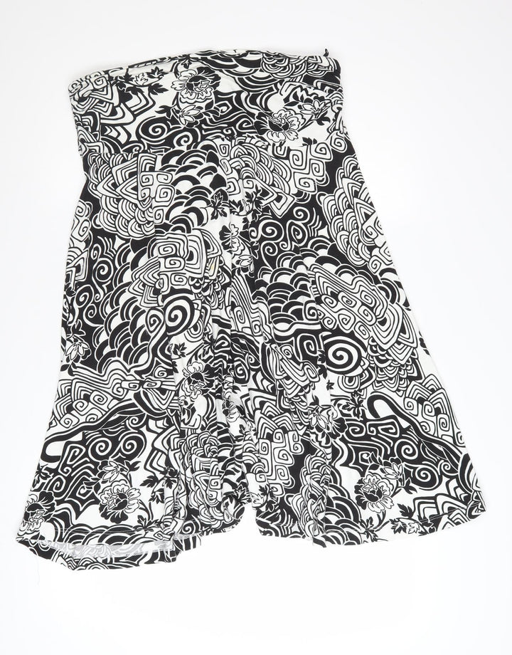 Olsen Women’s Black White Geometric A-Line Viscose Skirt Size 18