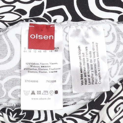 Olsen Women’s Black White Geometric A-Line Viscose Skirt Size 18