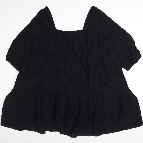 Marks and Spencer Women Black Size 20 Smocked Short Puff Sleeve Dress