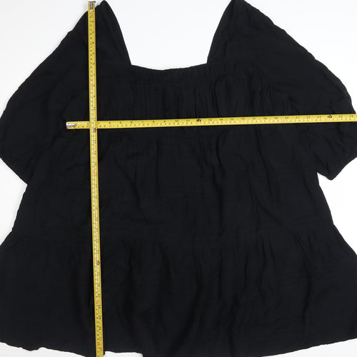 Marks and Spencer Women Black Size 20 Smocked Short Puff Sleeve Dress