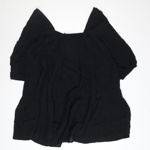 Marks and Spencer Women Black Size 20 Smocked Short Puff Sleeve Dress