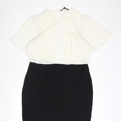 Next Women’s Black White Colourblock Shift Dress Size 18