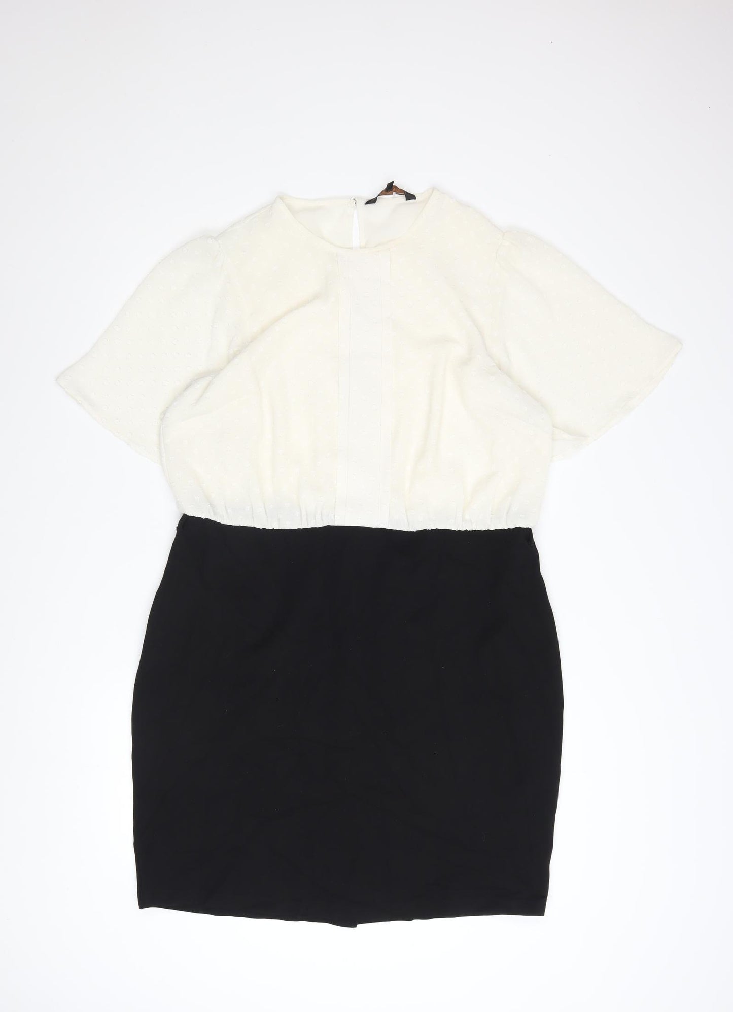 Next Women’s Black White Colourblock Shift Dress Size 18