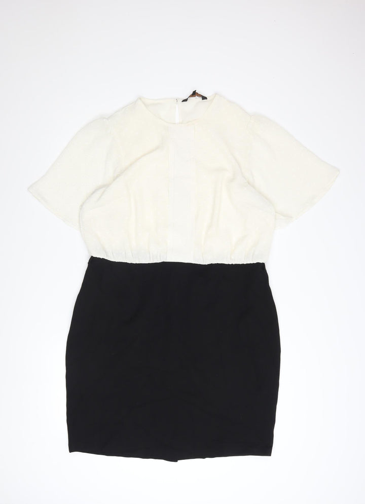 Next Women’s Black White Colourblock Shift Dress Size 18