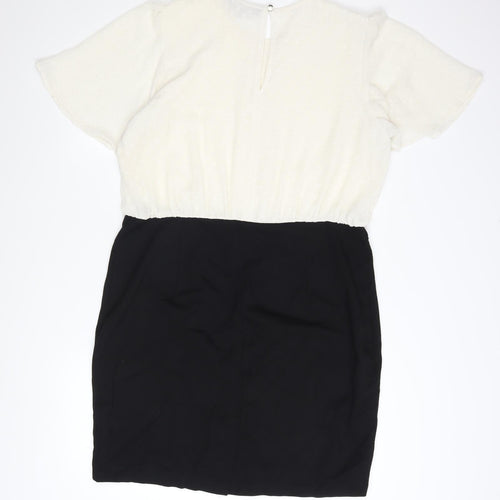 Next Women’s Black White Colourblock Shift Dress Size 18