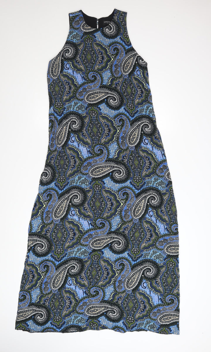 Dorothy Perkins Womens Blue Paisley Shift Dress Size 12 Sleeveless