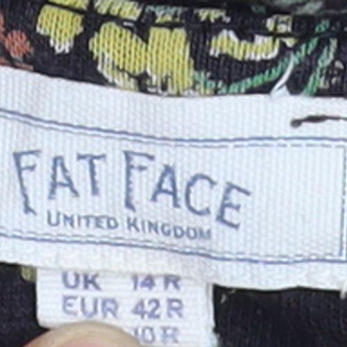 Fat Face Womens Black Floral Shift Dress Size 14 Short Sleeve