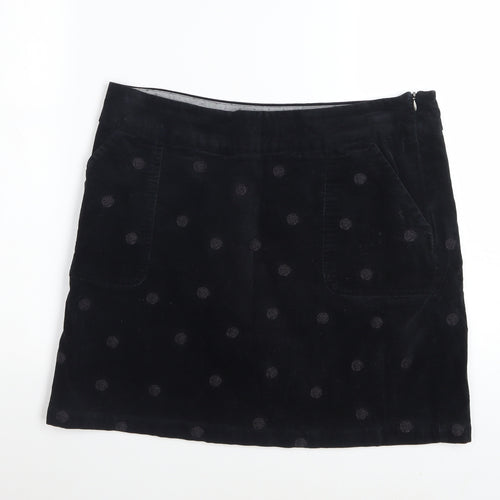 White Stuff Women's Black Corduroy Polka Dot A-Line Skirt UK 12
