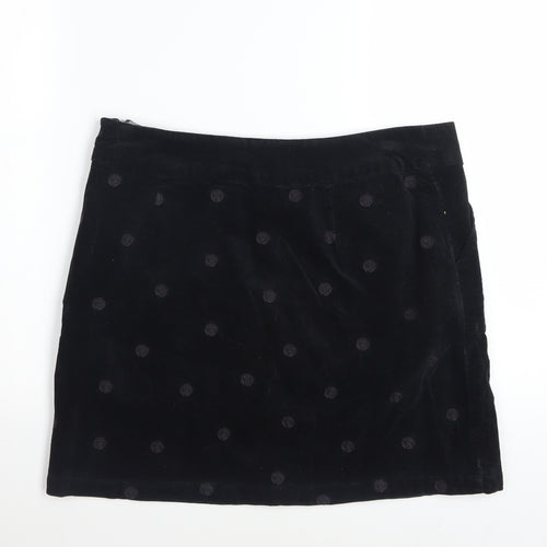 White Stuff Women's Black Corduroy Polka Dot A-Line Skirt UK 12