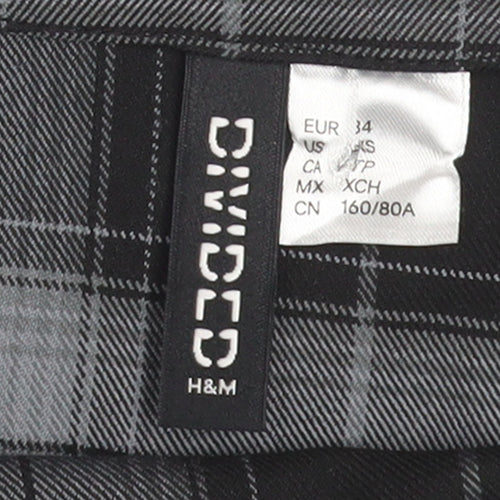 H&M Women’s Grey Check Bodycon Dress Size 6 Sleeveless Stretchy Short