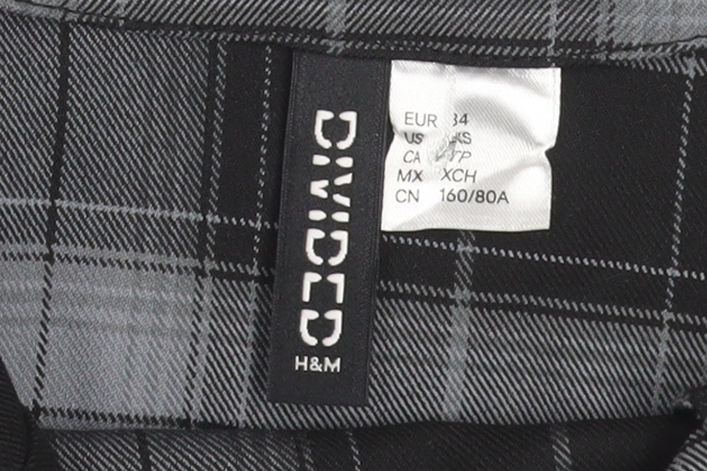 H&M Women’s Grey Check Bodycon Dress Size 6 Sleeveless Stretchy Short