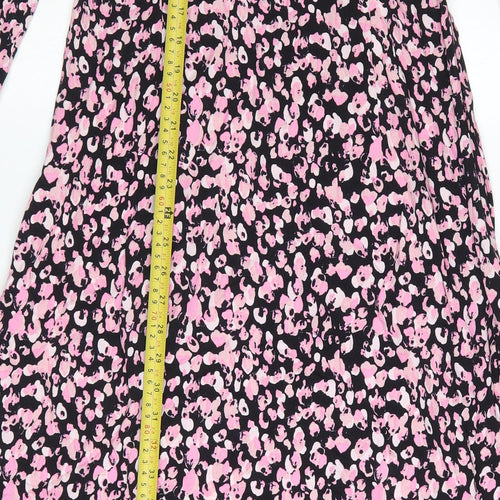 Marks and Spencer Women's Pink Floral Midi A-Line Dress Size 8