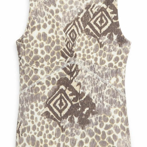 Verse Women's Beige Tribal Geometric Sleeveless Tank Top Size 10