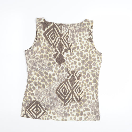Verse Women's Beige Tribal Geometric Sleeveless Tank Top Size 10
