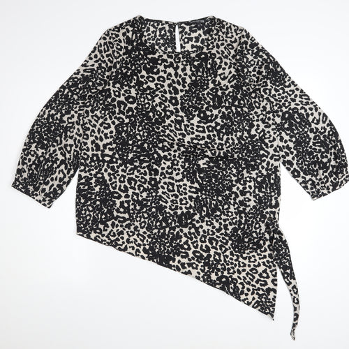 Debenhams Women's Black Animal Print Tunic Blouse Size 12